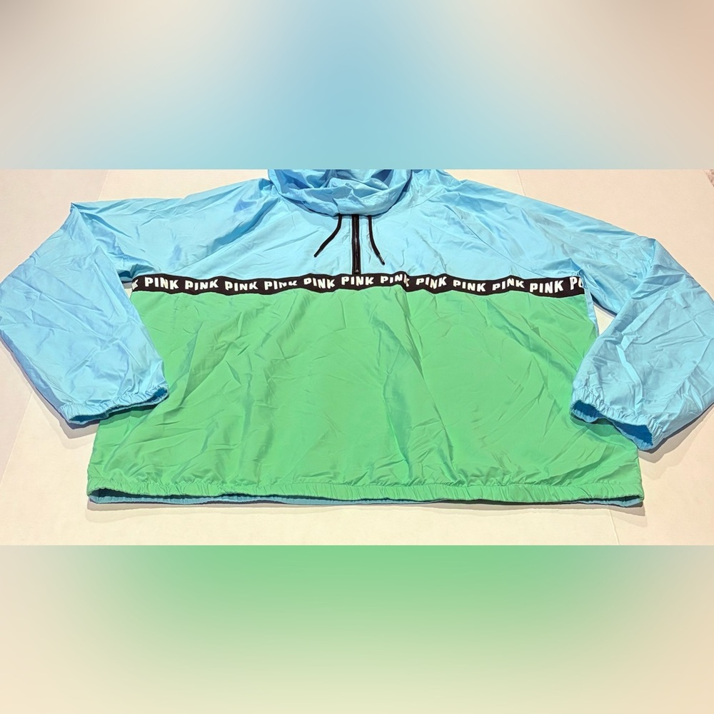 Victoria’s Secret PINK Anorak Quarter Zip Pullover M/L Jet Stream Blue